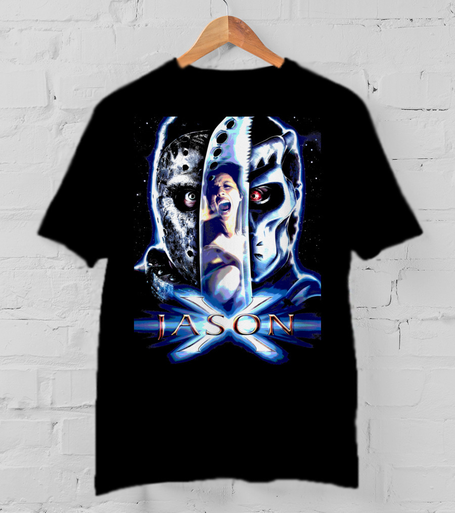Jason X Horror Iconic Mask And Knife T-Shirt