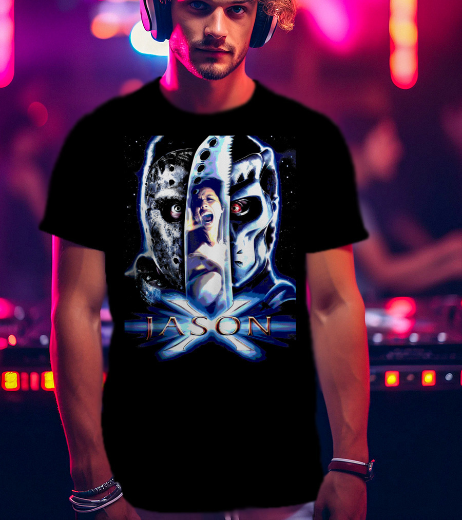Jason X Horror Iconic Mask And Knife T-Shirt