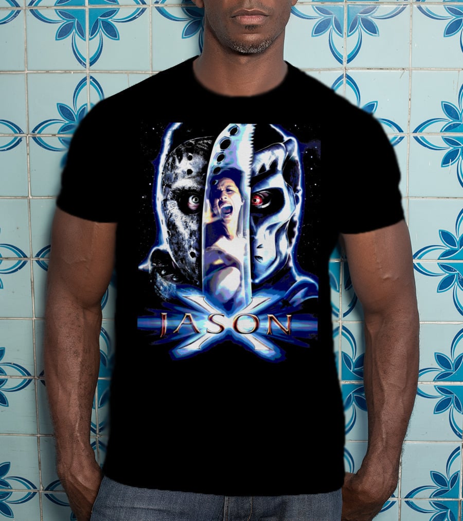 Jason X Horror Iconic Mask And Knife T-Shirt