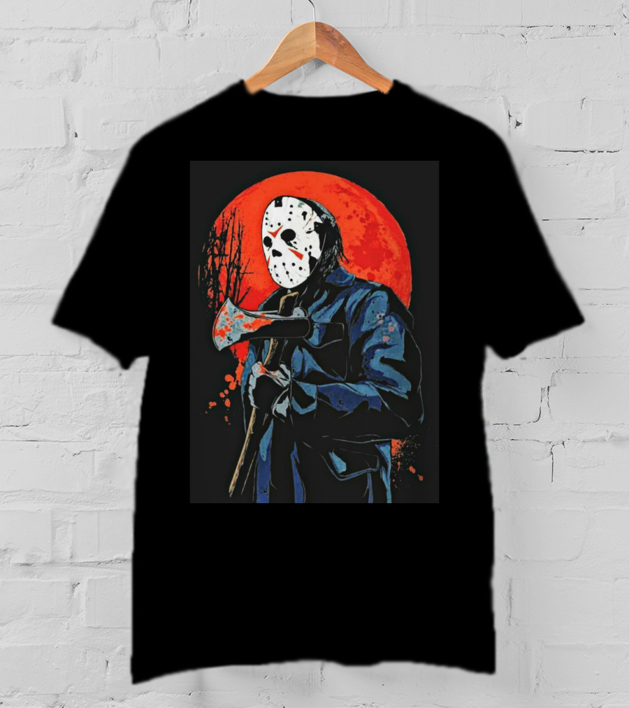 Jason Voorhees Blood Moon Axe Mask Horror T-Shirt