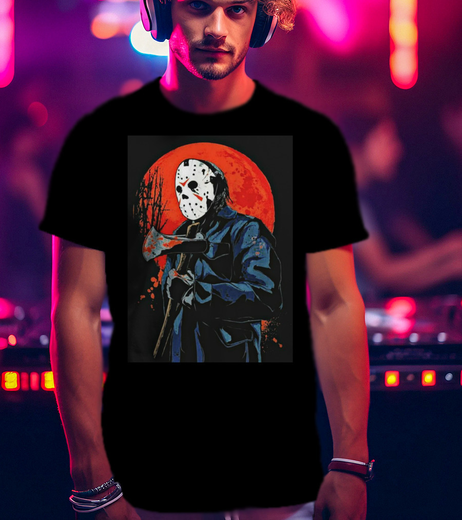 Jason Voorhees Blood Moon Axe Mask Horror T-Shirt