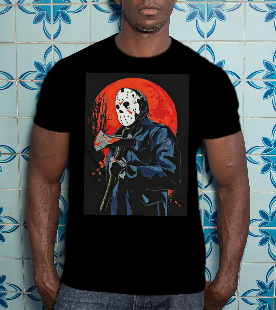Jason Voorhees Blood Moon Axe Mask Horror T-Shirt