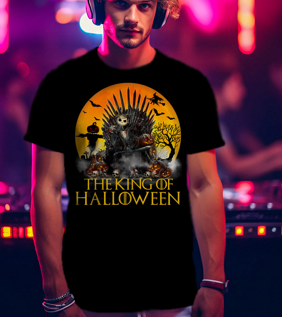 The King Of Halloween Jack Skellington Iron Throne Halloween Scene T-Shirt