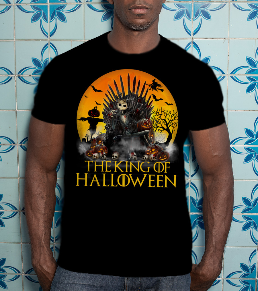 The King Of Halloween Jack Skellington Iron Throne Halloween Scene T-Shirt