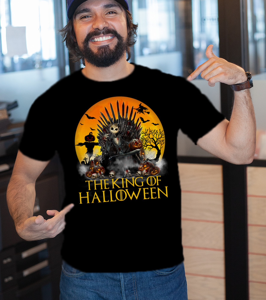 The King Of Halloween Jack Skellington Iron Throne Halloween Scene T-Shirt