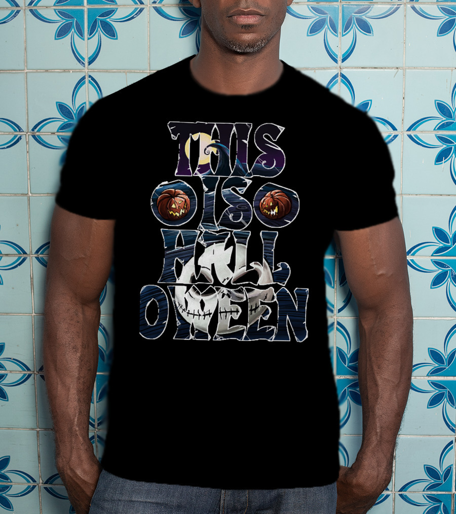 This Is Halloween Pumpkin And Moon Jack Skellington Face T-Shirt