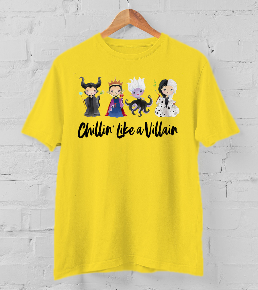 Chillin' Like A Villain With Iconic Style Inspired Characters In Playful Cartoon T-Shirt