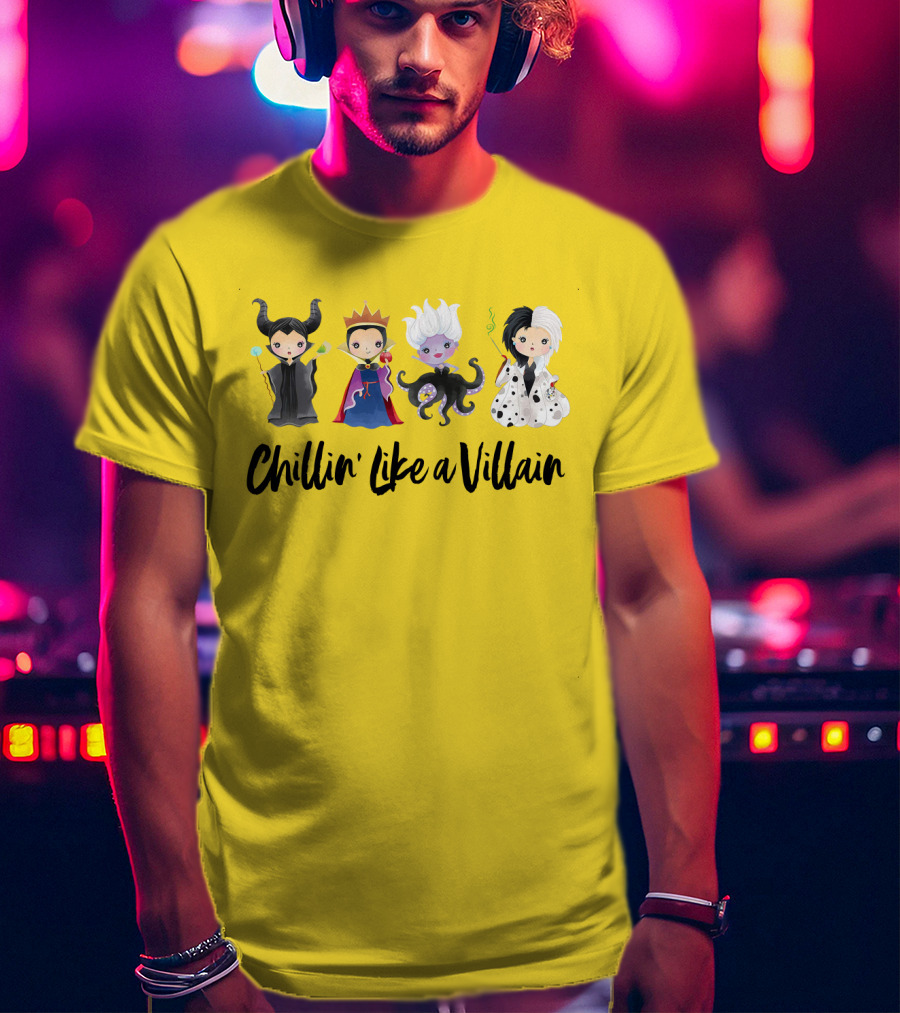Chillin' Like A Villain With Iconic Style Inspired Characters In Playful Cartoon T-Shirt