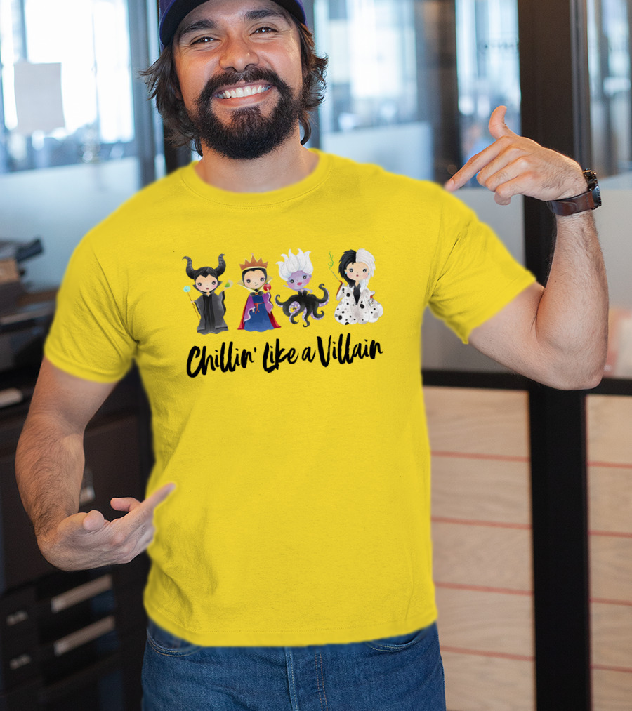 Chillin' Like A Villain With Iconic Style Inspired Characters In Playful Cartoon T-Shirt