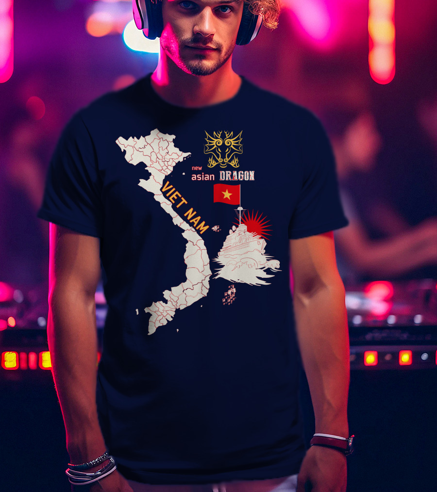 Viet Nam Map New Asian Dragon Flag Ship T-Shirt