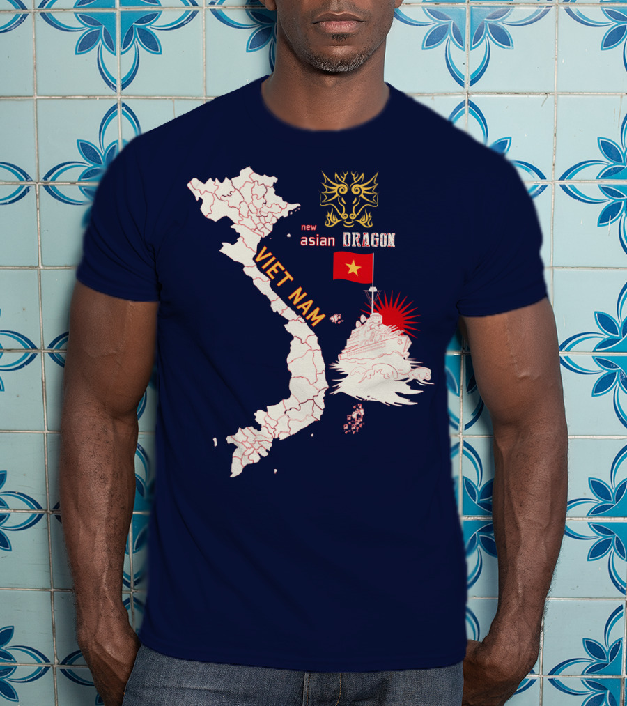 Viet Nam Map New Asian Dragon Flag Ship T-Shirt