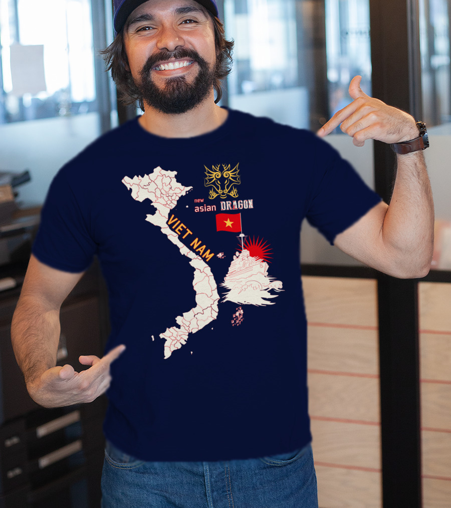 Viet Nam Map New Asian Dragon Flag Ship T-Shirt