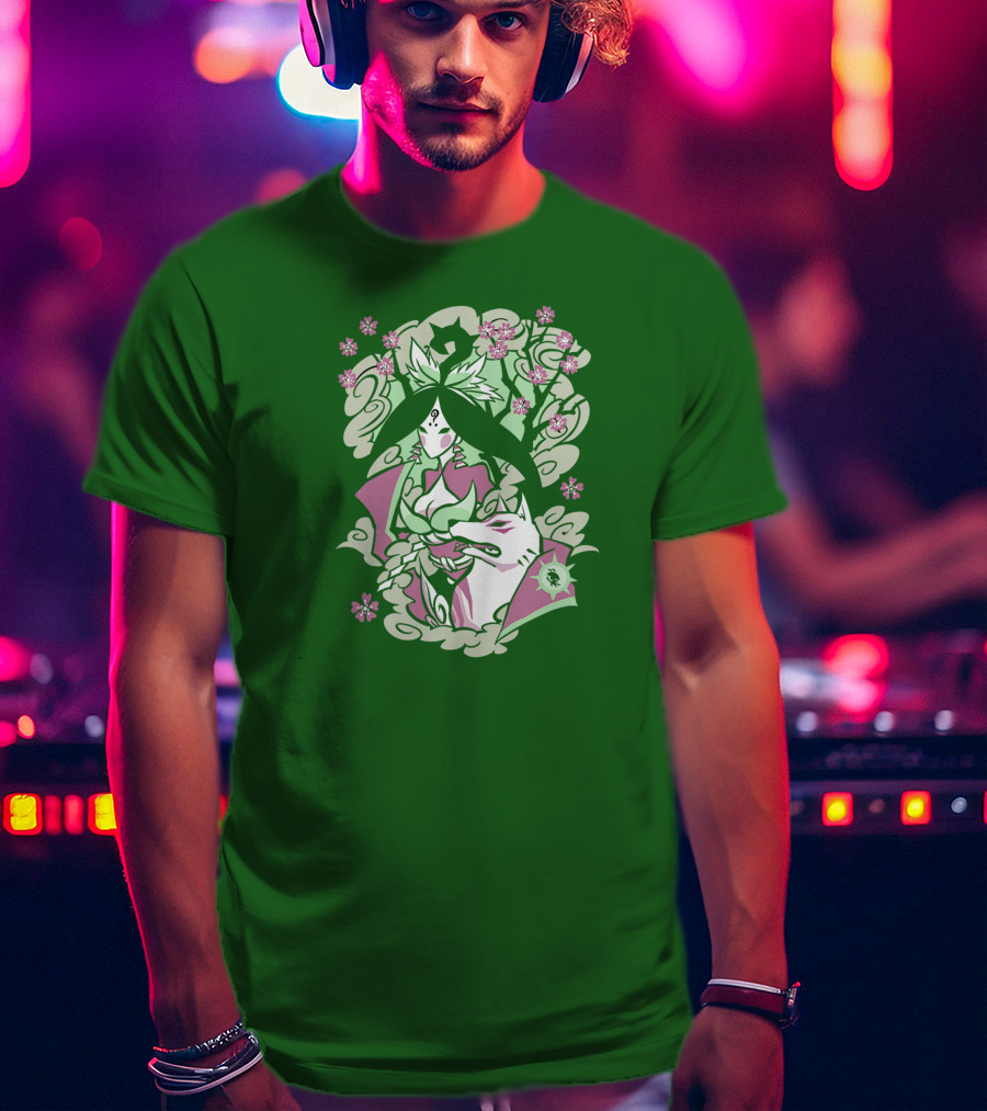 Okami Merch Amaterasu And Cherry Blossoms T-Shirt