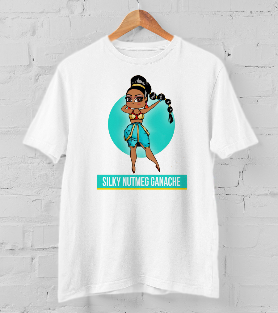 Silky Nutmeg Ganache Cartoon Character Blue Circle T-Shirt