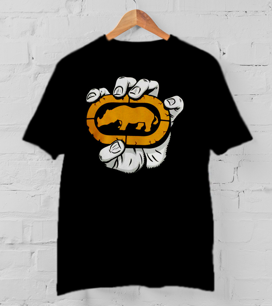 Percko Rhino Emblem Gripped By Cartoon Hand T-Shirt