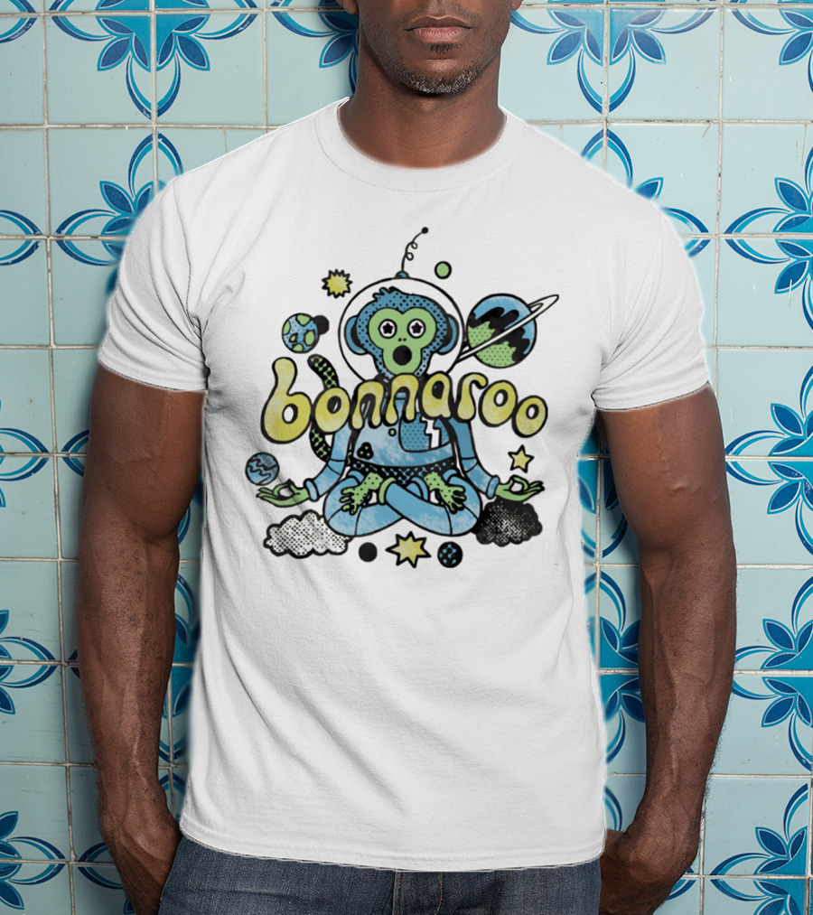 Bonnaroo Cosmic Astronaut Monkey Meditation Planet Space Exploration T-Shirt