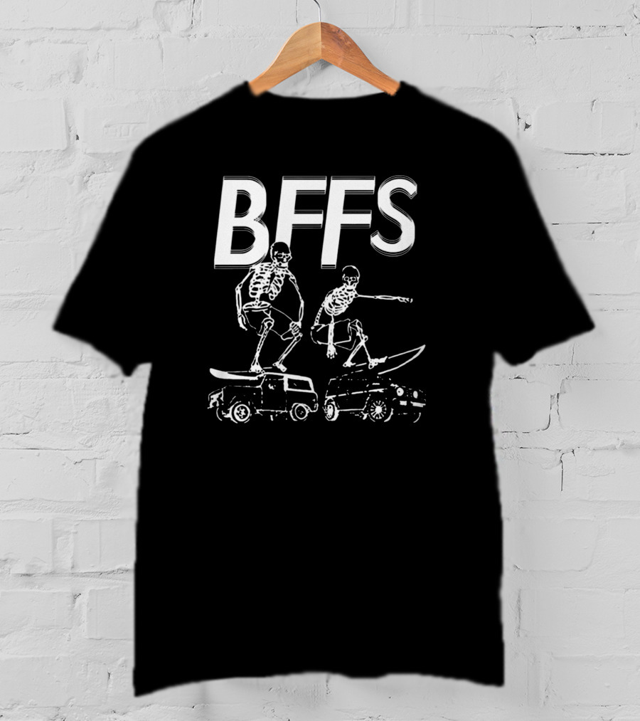 BFFS Skeletons Skateboarding On Vans T-Shirt