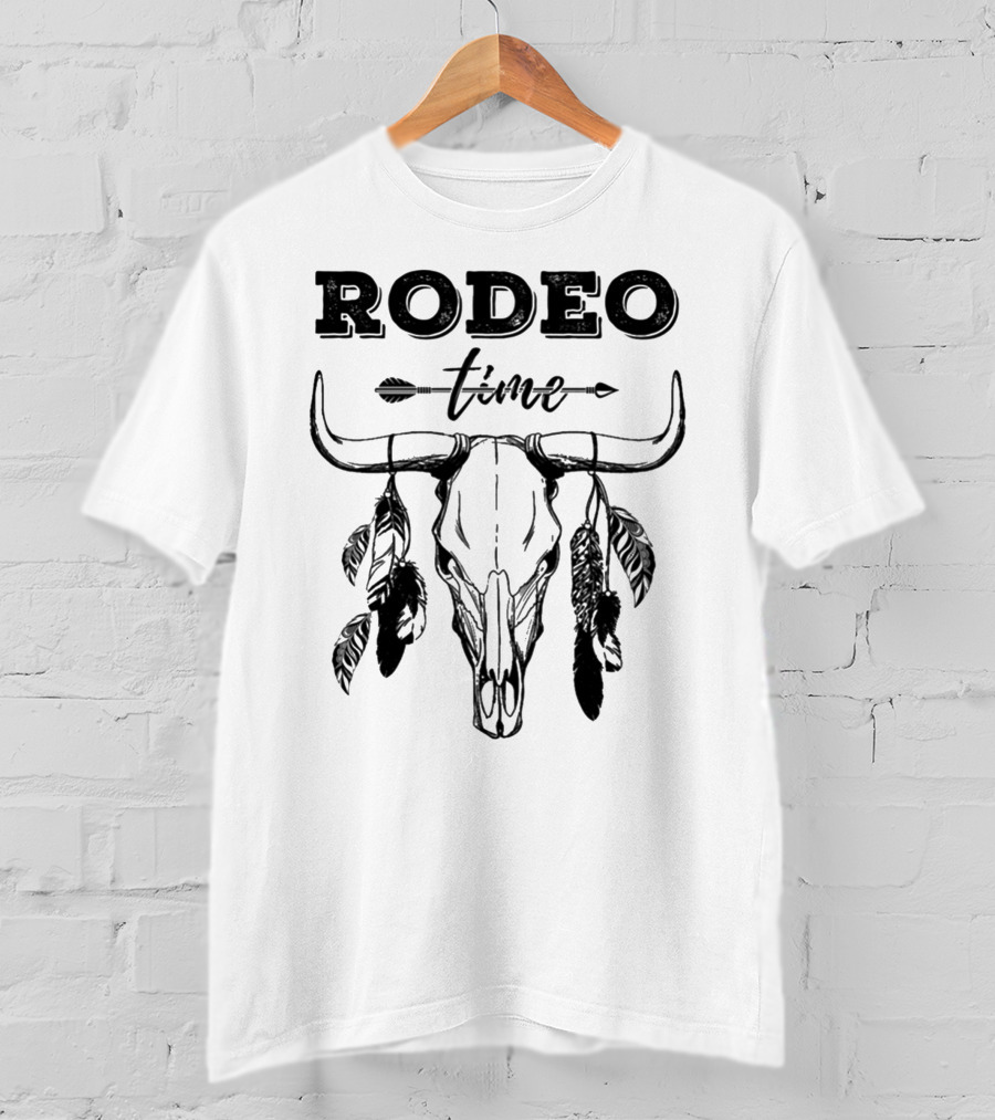 Rodeo Time Western Bull Skull Feather Arrow T-Shirt