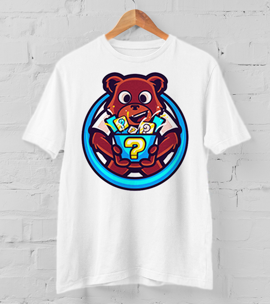 Der Merch Bear Holding Mystery Question Mark Box T-Shirt