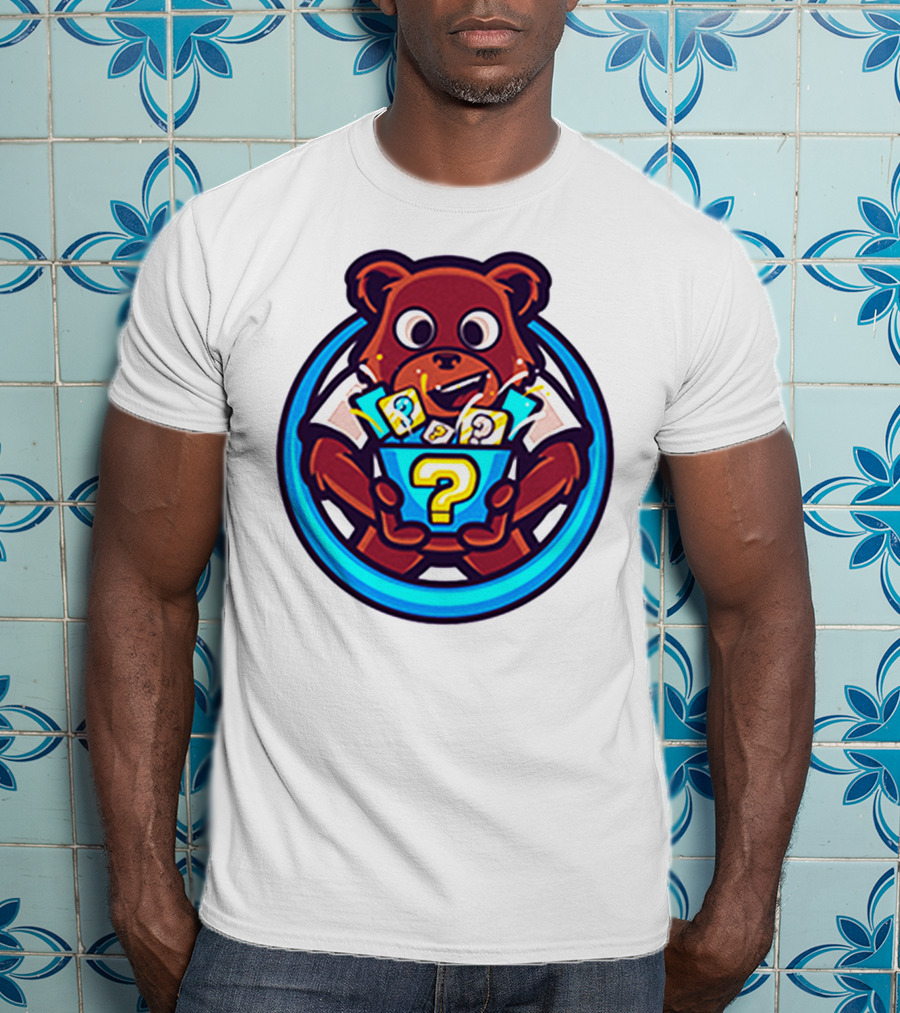 Der Merch Bear Holding Mystery Question Mark Box T-Shirt
