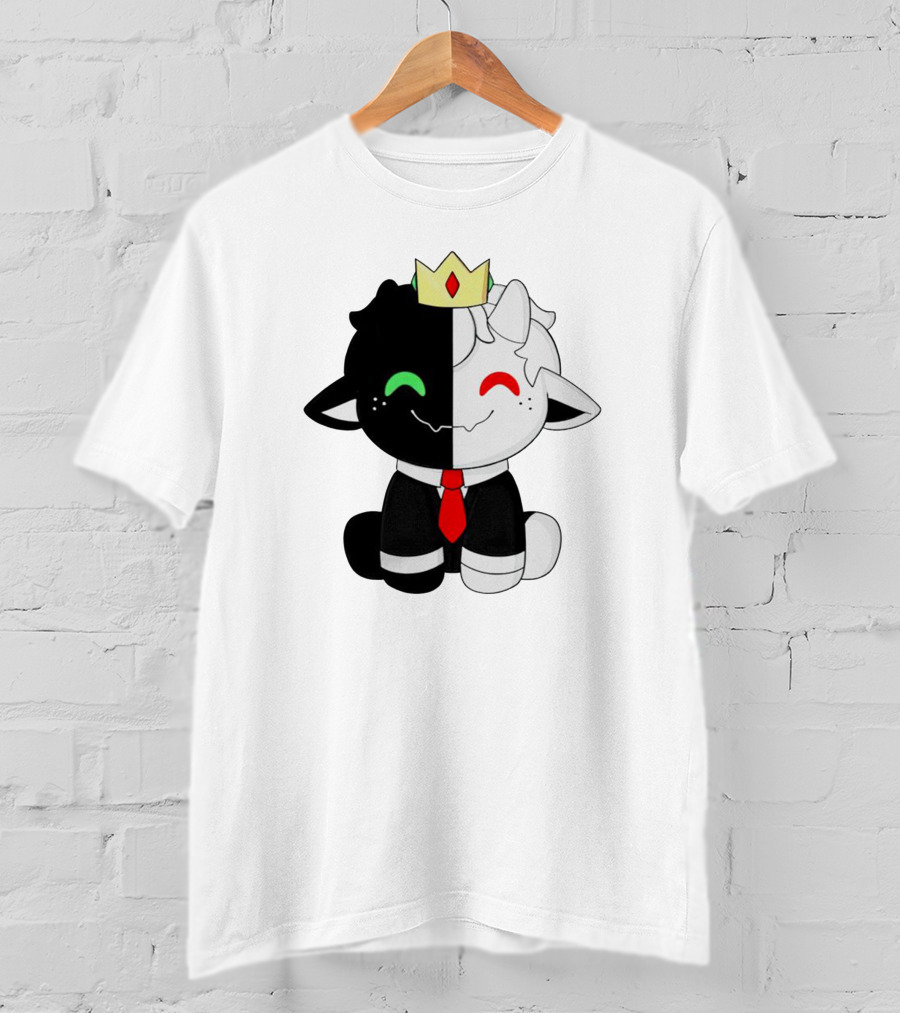 Ranboo Fashion Half Black Half White Crowned Character T-Shirt