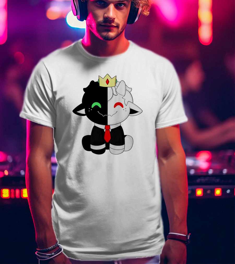 Ranboo Fashion Half Black Half White Crowned Character T-Shirt