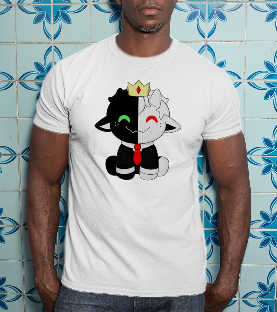Ranboo Fashion Half Black Half White Crowned Character T-Shirt