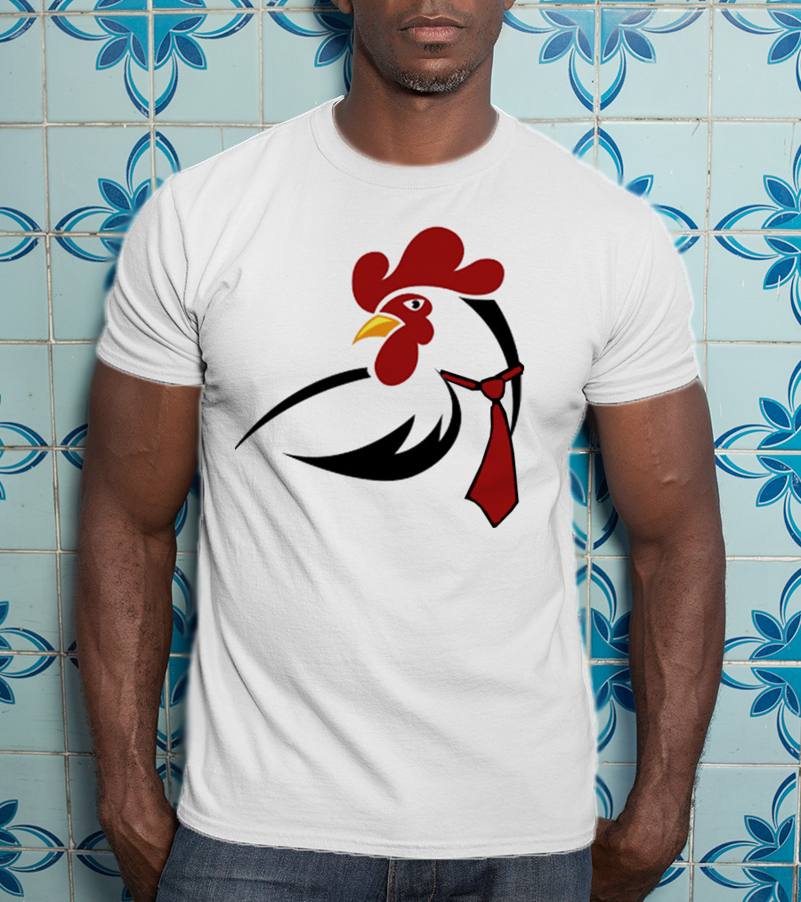 Hen Tie Rooster Necktie Motif T-Shirt
