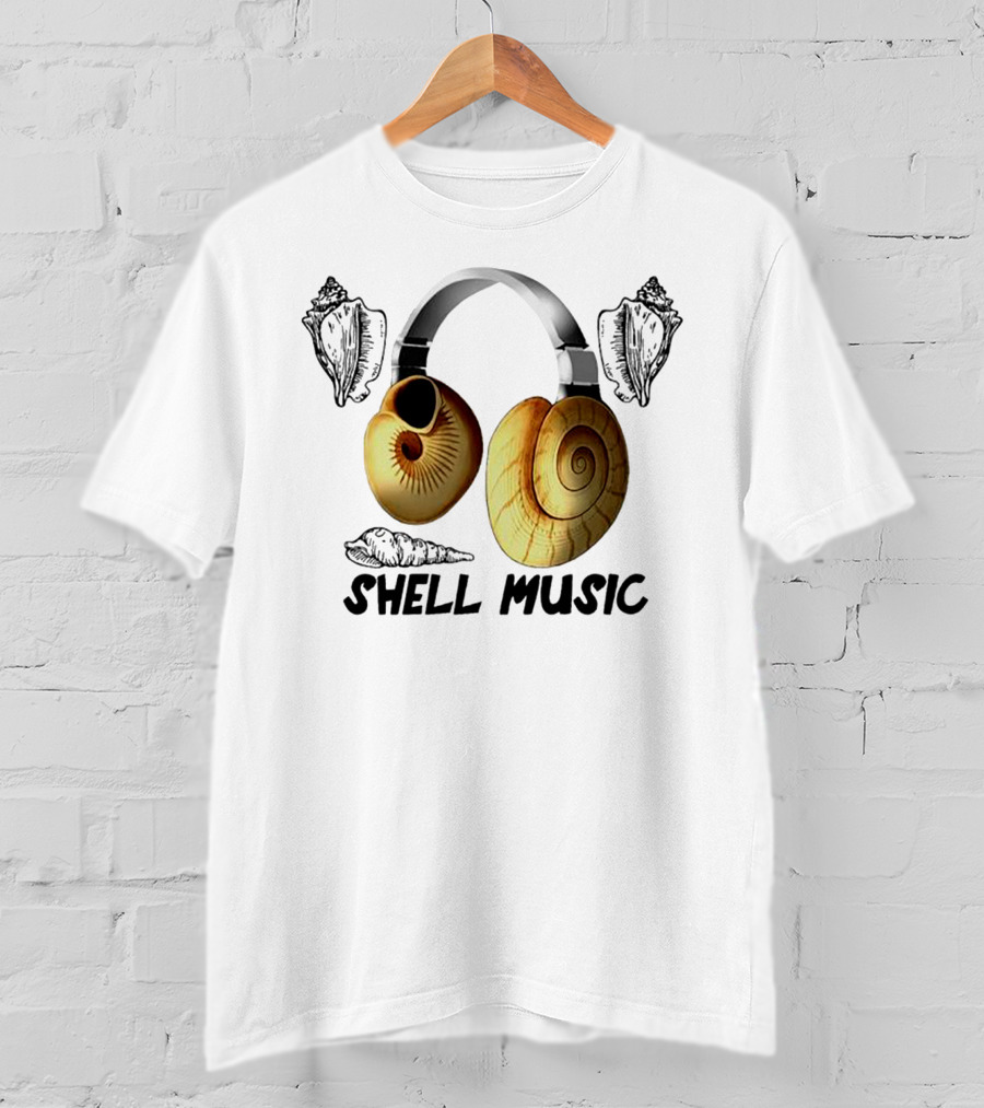 SHELL MUSIC Conch Headphones Nautical Shells Motif T-Shirt