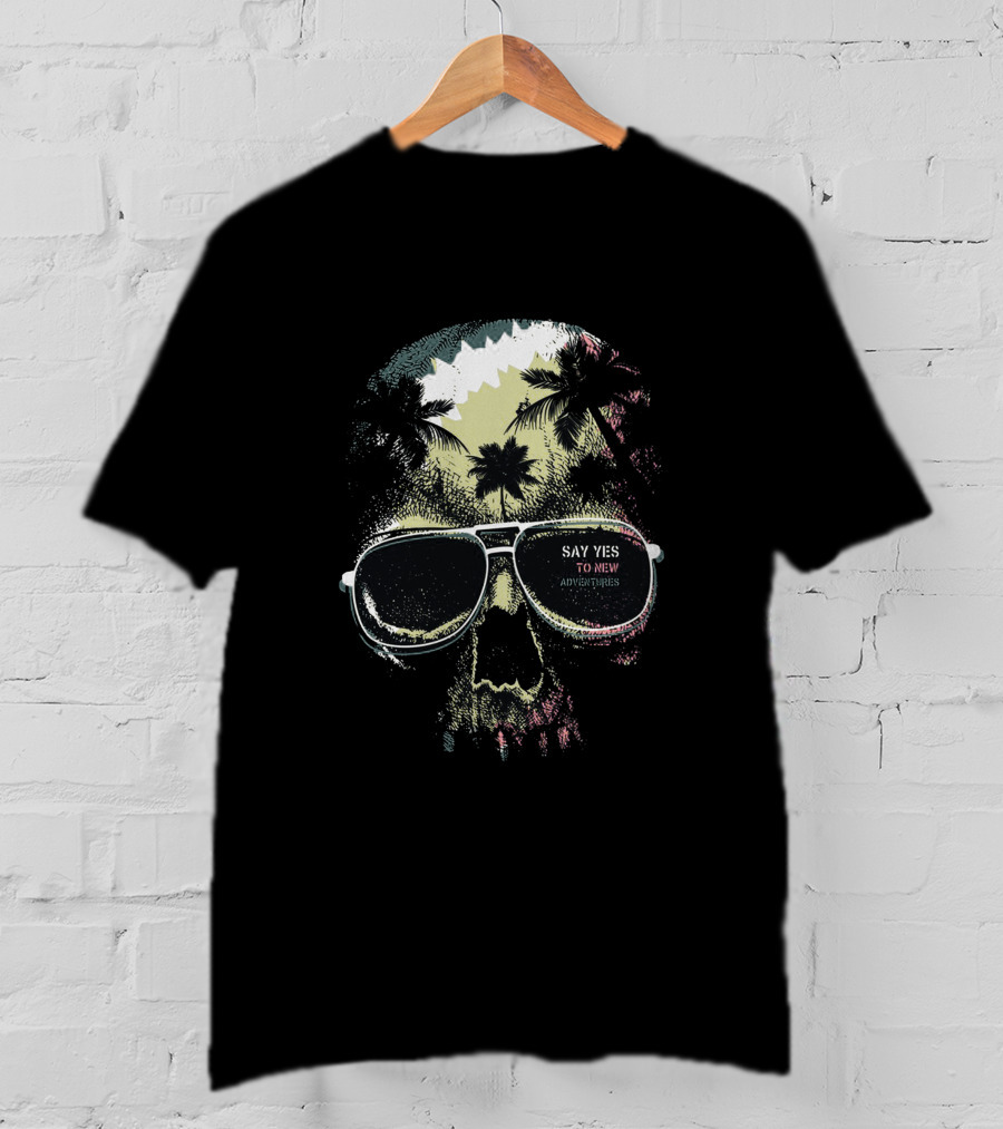 Say Yes To New Adventures Hot Skull Man Natural T-Shirt