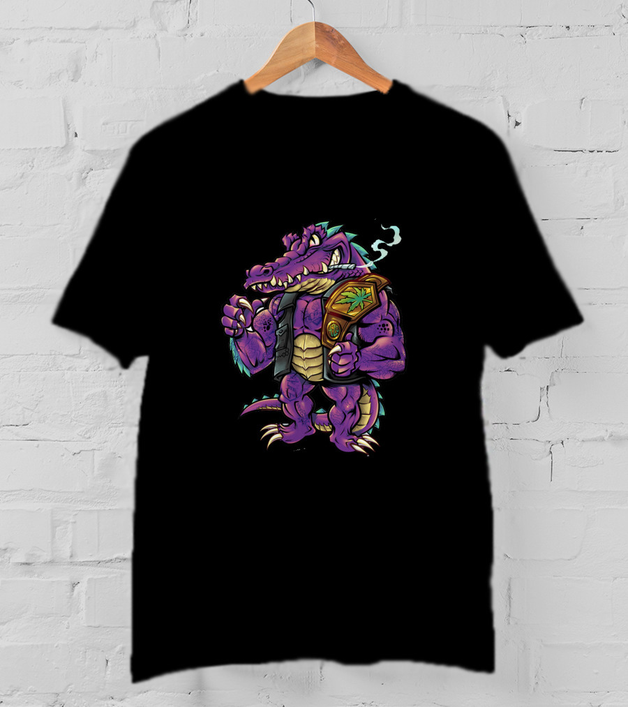 Agent Agent Crocodile Champion Smoking Purple T-Shirt