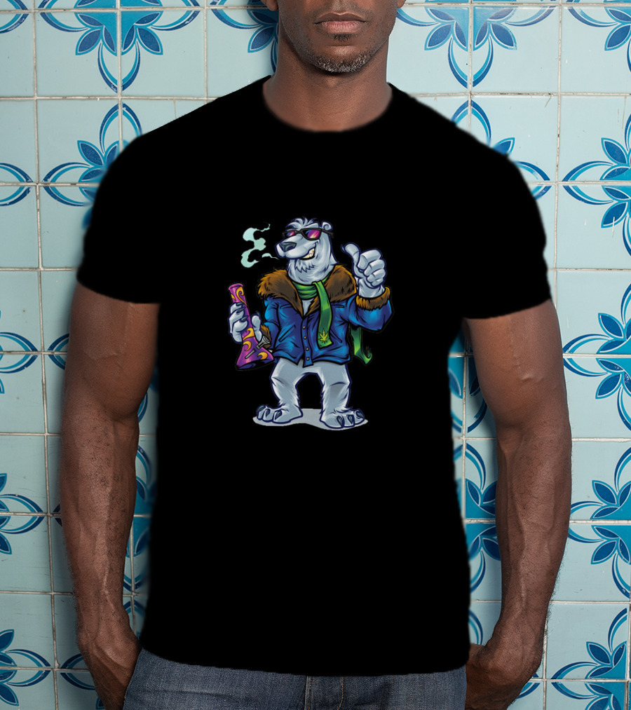 Polar Bear Cool Glasses Smoking T-Shirt