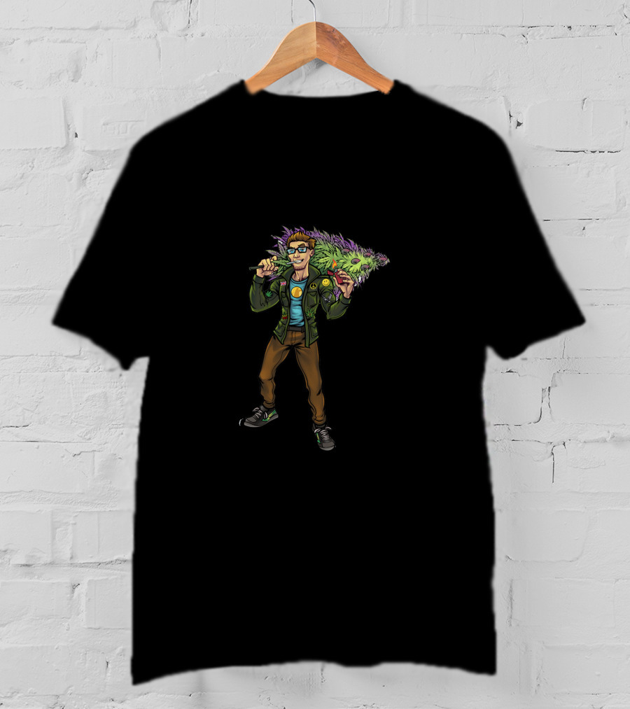 Man With Cana Carrying Green Foliage T-Shirt