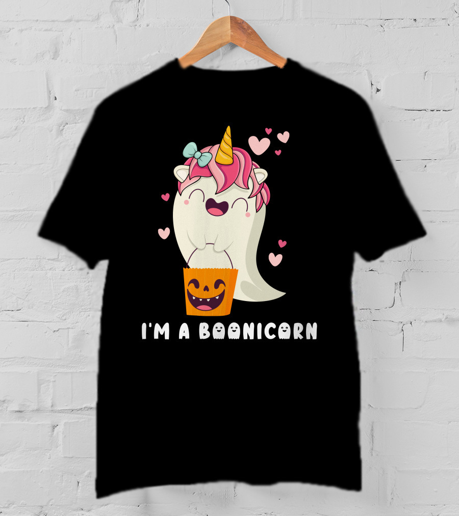 I'm A Boonicorn Cute Boonicorn Ghost Unicorn Halloween Hearts T-Shirt