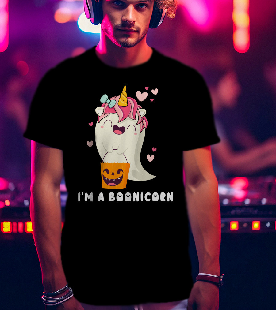 I'm A Boonicorn Cute Boonicorn Ghost Unicorn Halloween Hearts T-Shirt