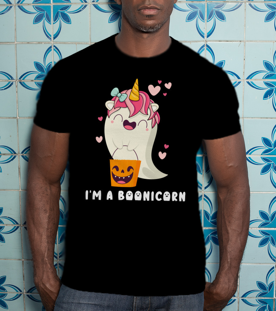 I'm A Boonicorn Cute Boonicorn Ghost Unicorn Halloween Hearts T-Shirt