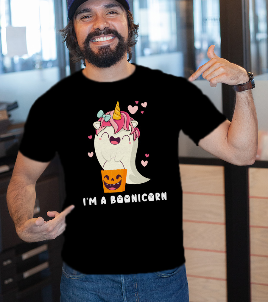 I'm A Boonicorn Cute Boonicorn Ghost Unicorn Halloween Hearts T-Shirt