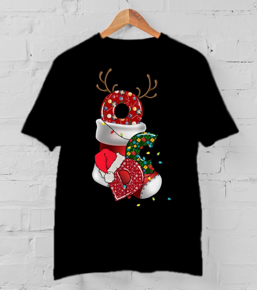 OCD Obsessive Christmas Disorder Reindeer Santa Hat Lights Stocking T-Shirt