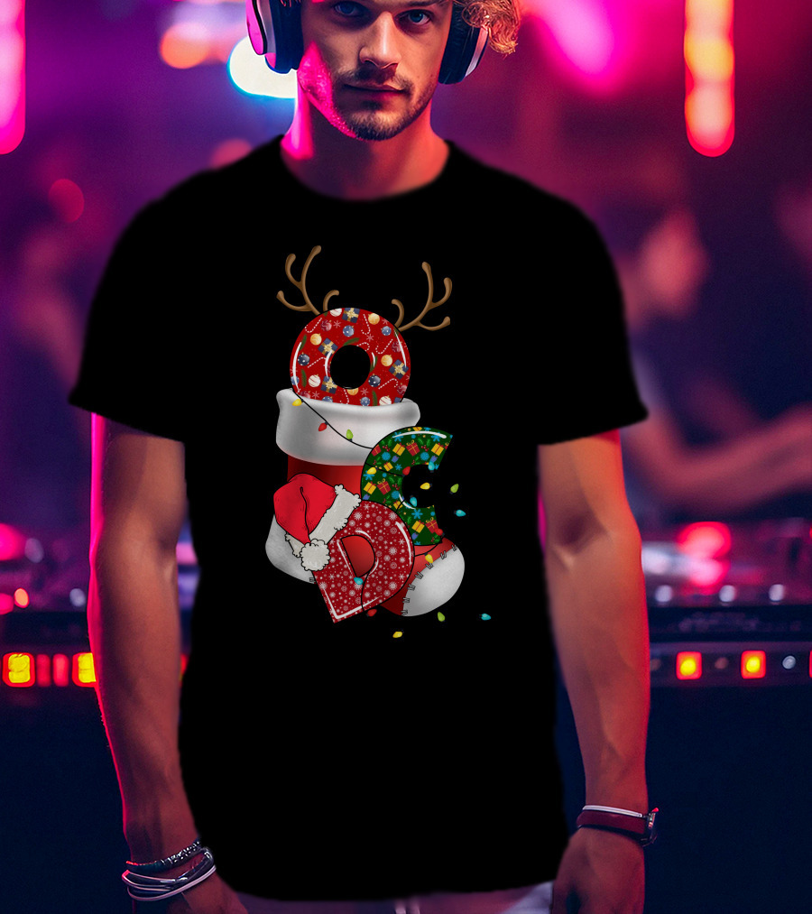 OCD Obsessive Christmas Disorder Reindeer Santa Hat Lights Stocking T-Shirt