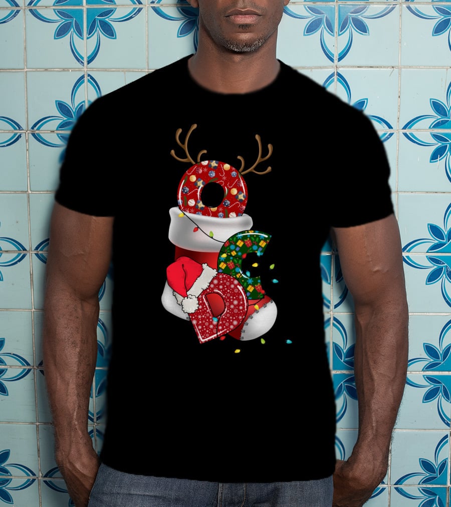 OCD Obsessive Christmas Disorder Reindeer Santa Hat Lights Stocking T-Shirt