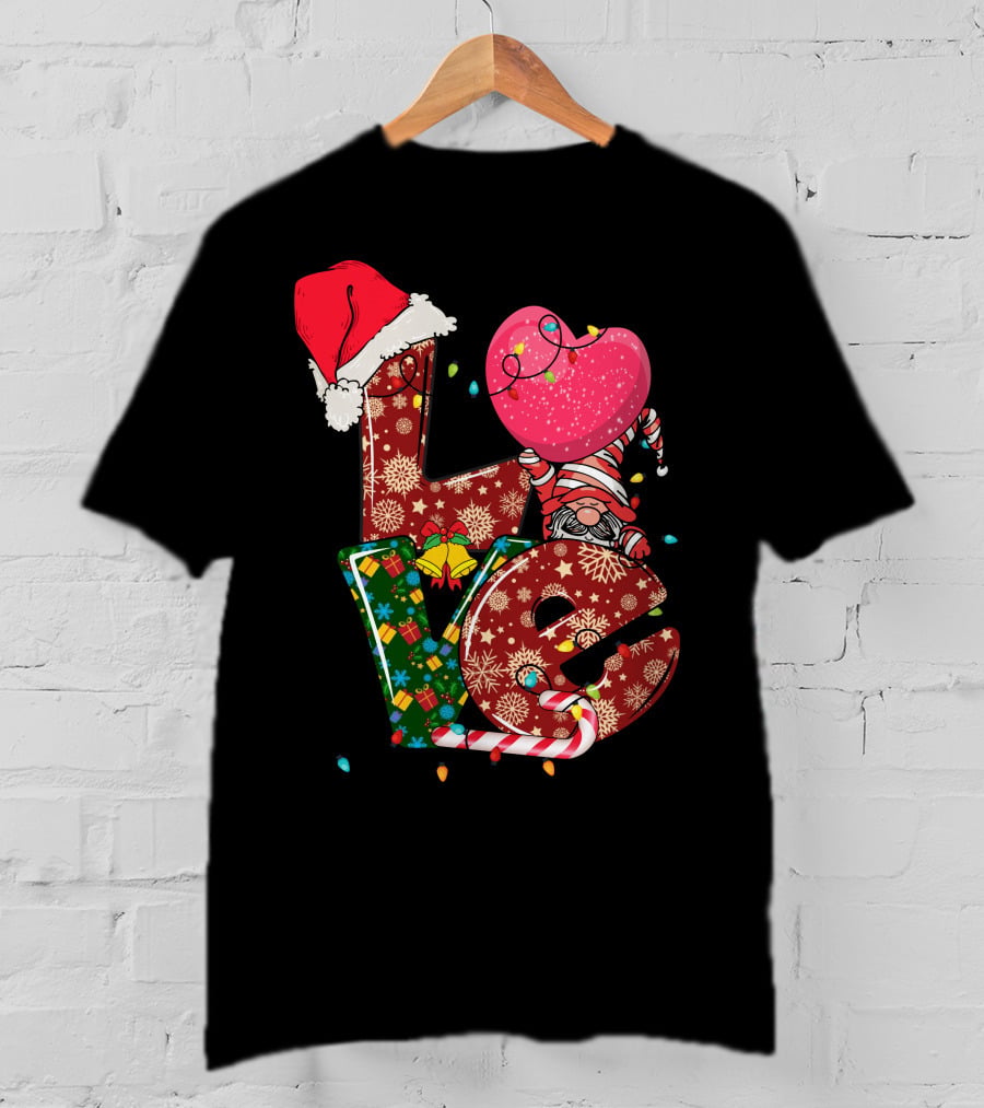 Christmas Love With Santa Hat And Festive T-Shirt