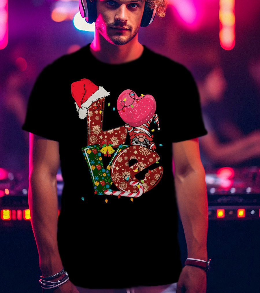 Christmas Love With Santa Hat And Festive T-Shirt