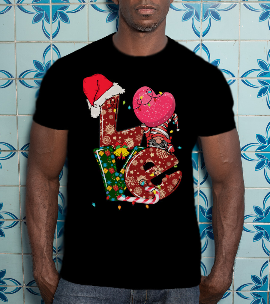 Christmas Love With Santa Hat And Festive T-Shirt