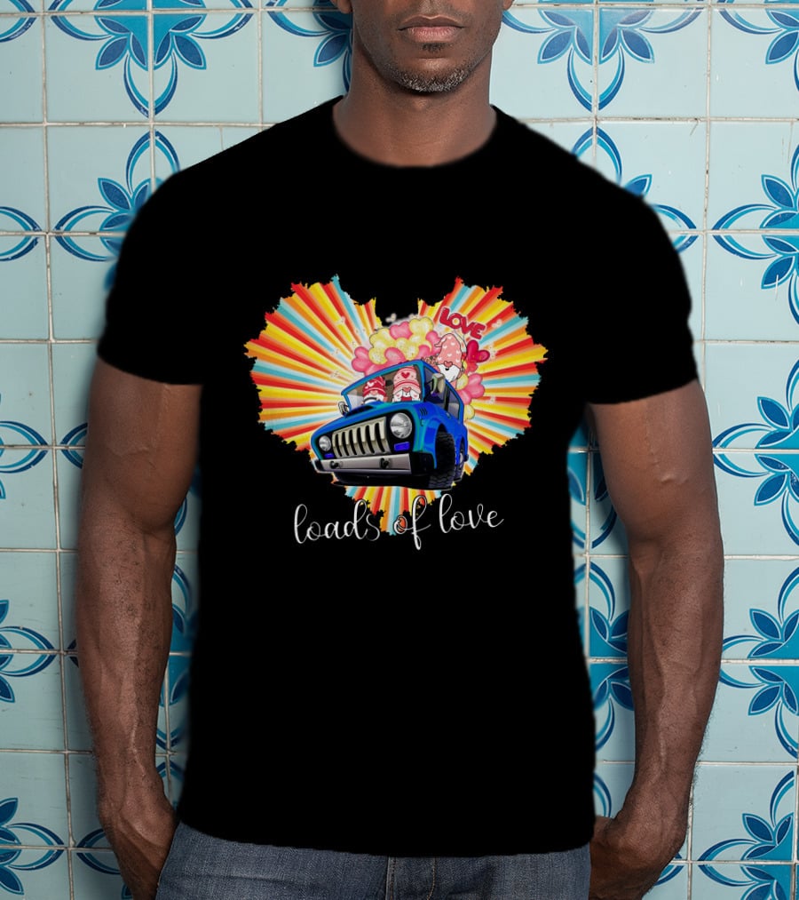 Loads Of Love Heart Explosion With Blue Jeep And Balloons T-Shirt
