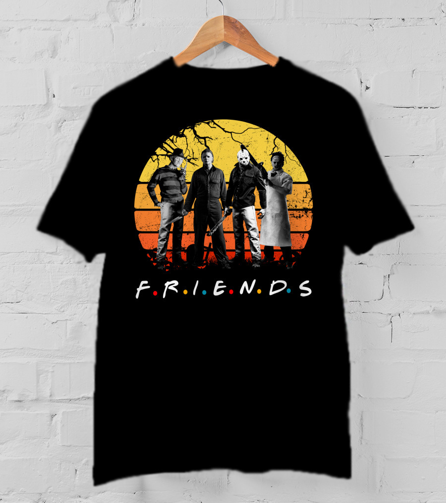 FRIENDS Halloween Horror Characters Sunset T-Shirt