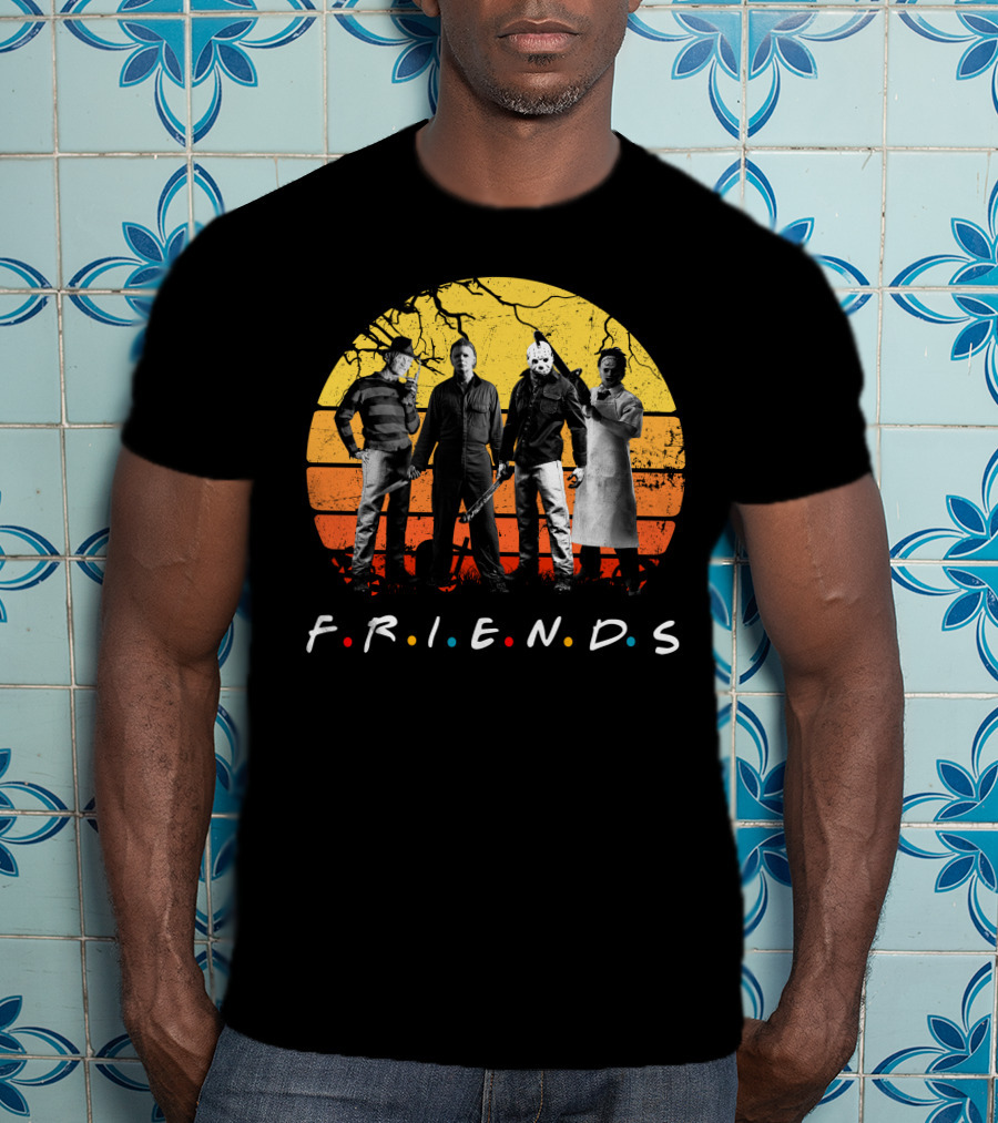 FRIENDS Halloween Horror Characters Sunset T-Shirt
