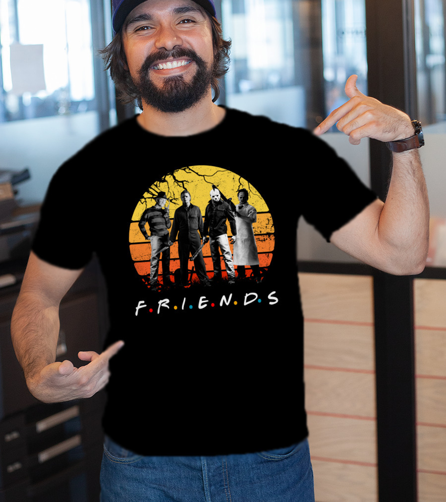 FRIENDS Halloween Horror Characters Sunset T-Shirt