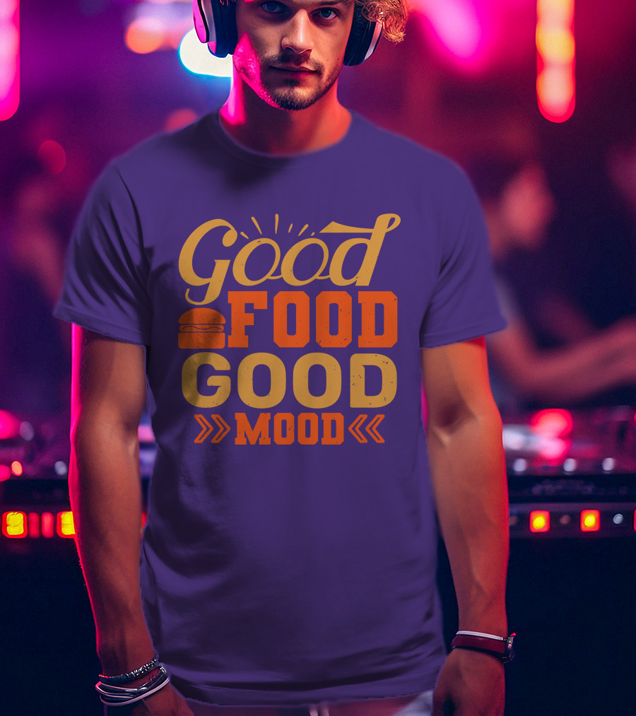 Good Food Good Mood Burger Sunburst Arrows T-Shirt