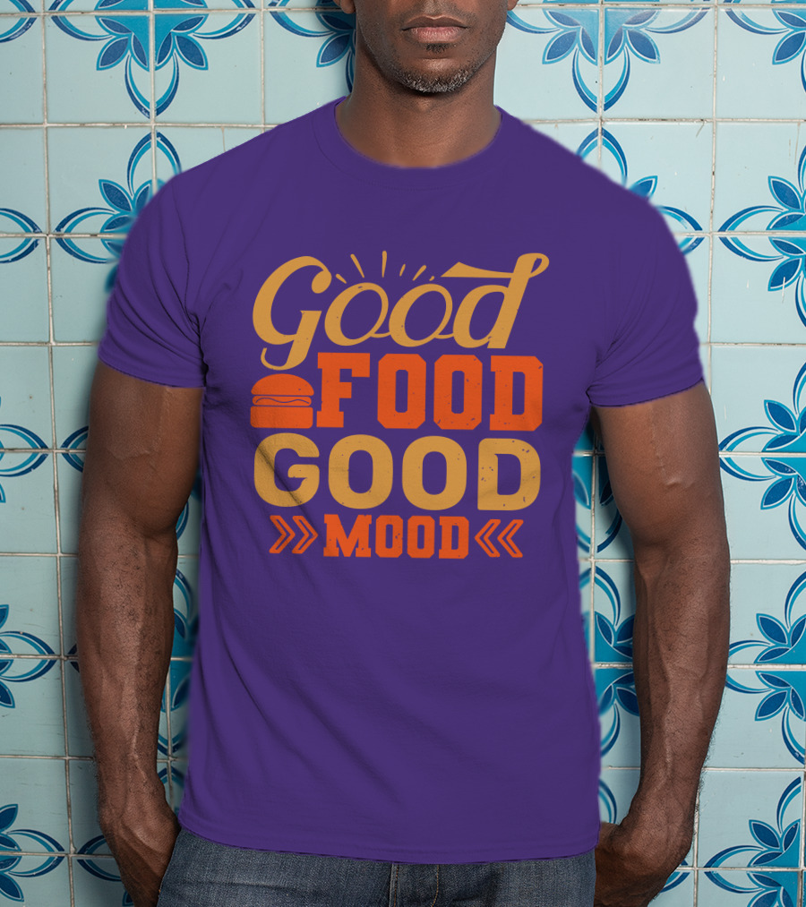 Good Food Good Mood Burger Sunburst Arrows T-Shirt