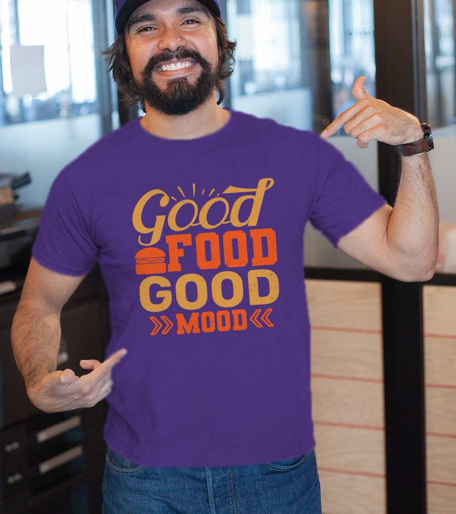 Good Food Good Mood Burger Sunburst Arrows T-Shirt
